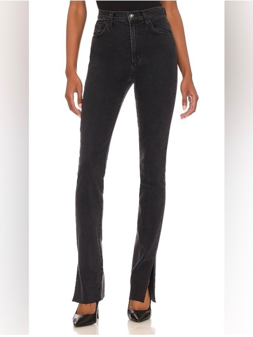 Favorite Daughter The Valentina Tower High-Rise Botocut Jeans Boulder Black 28